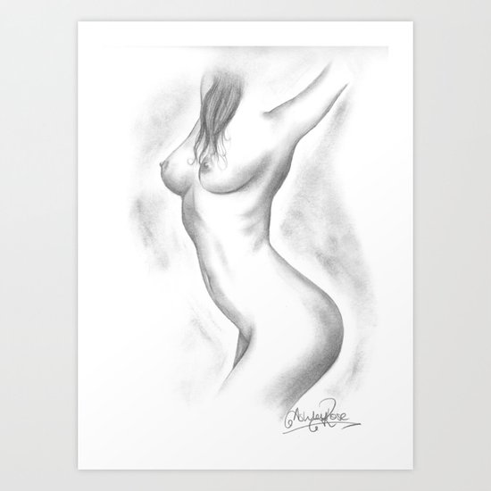 Nude Pencil Drawing - Ashley Rose - Dancer Art Print