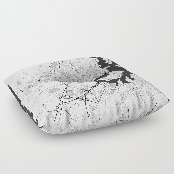 Portland Maine Map Gray Floor Pillow