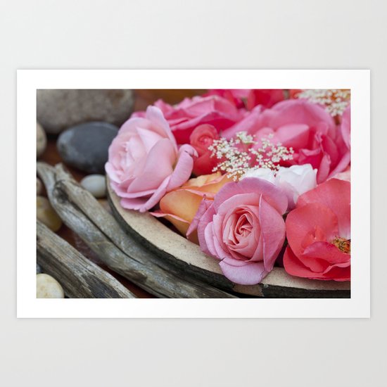 Pink Roses Romantic Still Life Art Print
