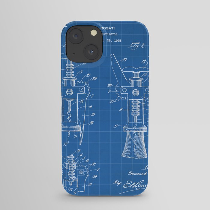 Cork Screw Patent - Wine Art - Blueprint iPhone Case