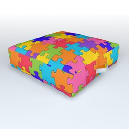 Colorful Jigsaw Puzzle Pattern Outdoor Floor Cushion