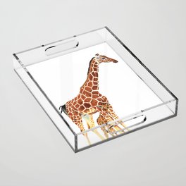 Giraffe Art - A Mother's Love - By Sharon Cummings Acrylic Tray
