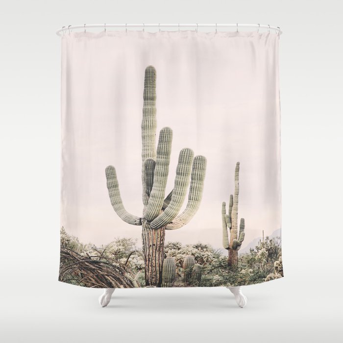 Pastel Pink Cactus Shower Curtain