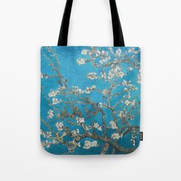 Vincent van Gogh Blossoming Almond Tree (Almond Blossoms) Medium Blue Tote Bag