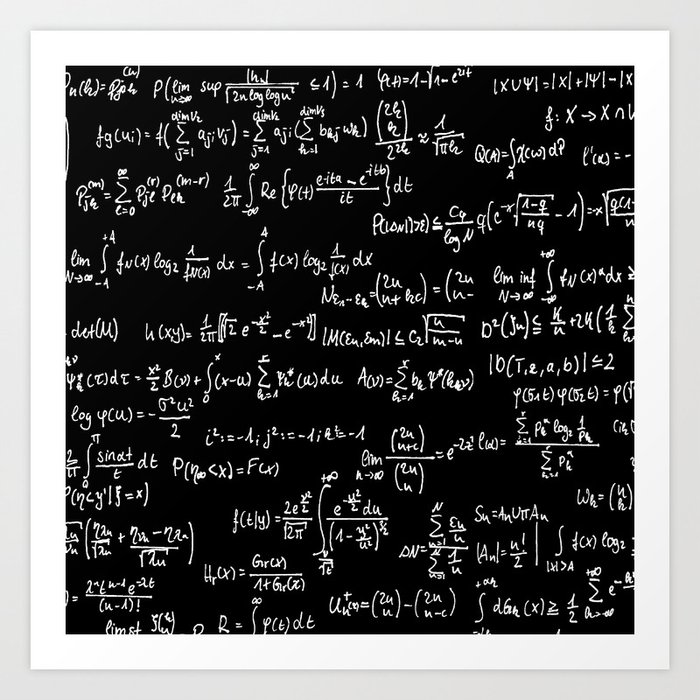 Math Equations // Black Art Print by Thin Line Studio | Society6