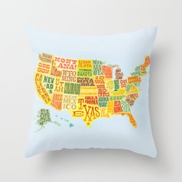 United States of America Map Throw Pillow
