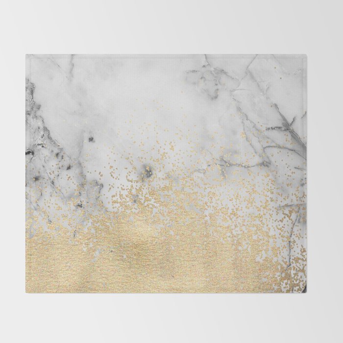 Gold Dust On Marble Throw Blanket By Tangerinetane Society6