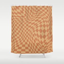 Chequerboard Pattern - Brown Shower Curtain