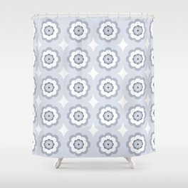 Scandinavian Retro Flower Pattern #5 Blue Gray Shower Curtain