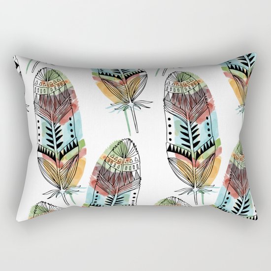 Aztec Watercolor feathers Rectangular Pillow