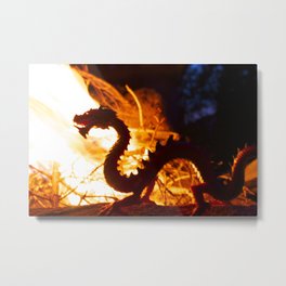 Campfire Dragon Metal Print