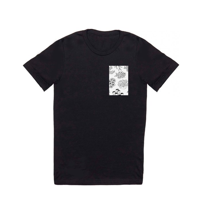 Corals Pattern Black and White T Shirt