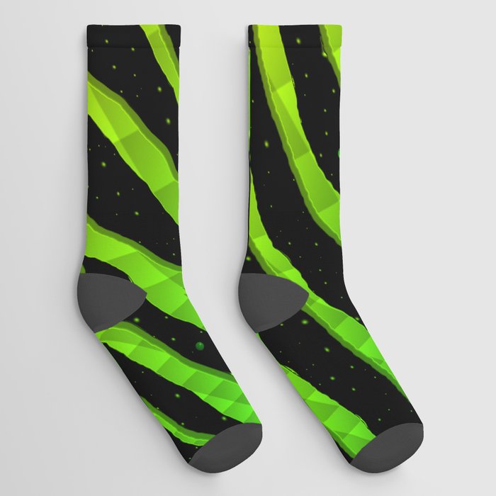 Ripped SpaceTime Stripes - Green/Lime Socks