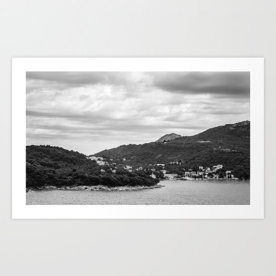 Dubrovnik Landscape BW Art Print
