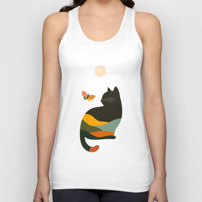 Abstract Cat and Butterfly Tank Top