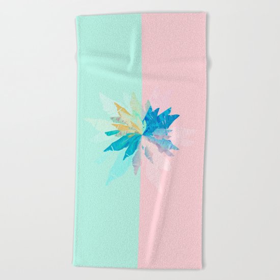 Floral Mint Pink Beach Towel