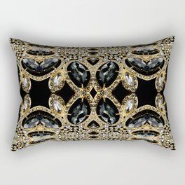  art deco jewelry bohemian champagne gold black rhinestone Rectangular Pillow