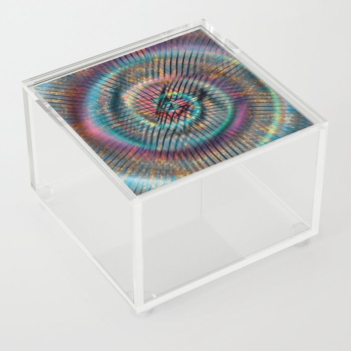 Color Sound-2 (rainbow gasoline spiral splatter) Acrylic Box