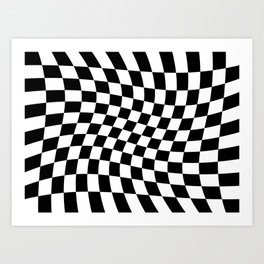 Twisted Black and White Checkered Square Seamless Pattern Art Print