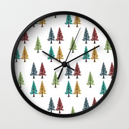 Colourful Christmas tree in watercolour Wall Clock
