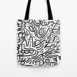Graffiti Black and White Monsters are waiting for Halloween Tote Bag