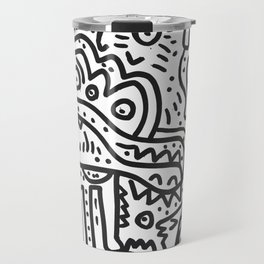 Cool Graffiti Art Doodle Black and White Monsters Scene Travel Mug