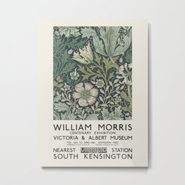 William Morris - Exhibition poster for The Victoria and Albert Museum, London, 1934 Metal Print | Oil, Vintage, Museum, Nature, Green, Farmhousedecor, Ink Pen, Fernprint, London, Chartreuse 