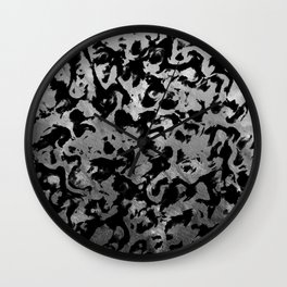 Modern Camouflage: Silver Grey and Black Artistic Expression Wall Clock