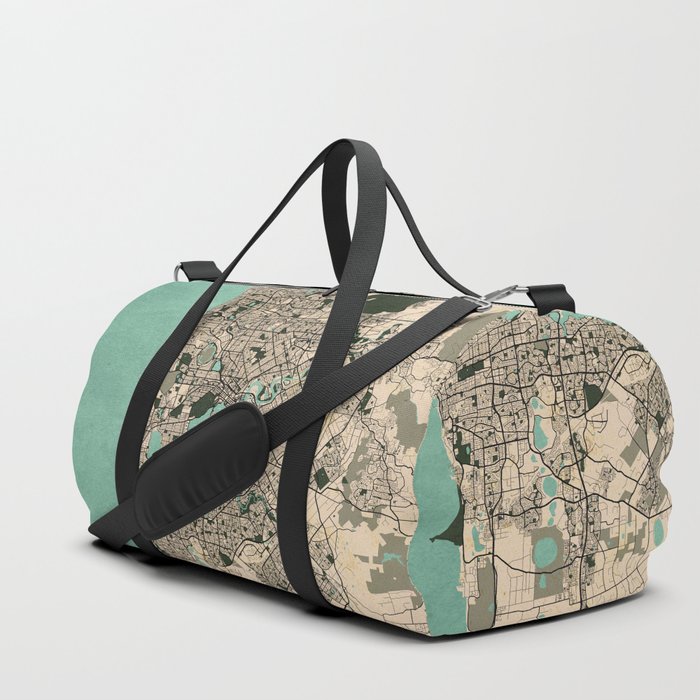 Perth City Map of Australia Vintage Duffle Bag by deMAP Studio