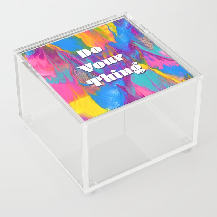 Do Your Thing with Rainbow and Gold Fluid Painting Acrylic Box