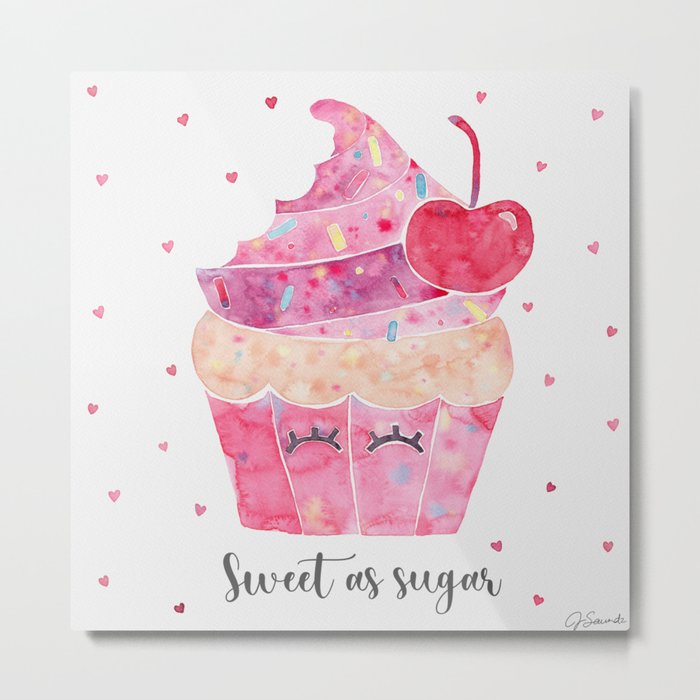 Sweet As Sugar Cupcake - Pink Metal Print