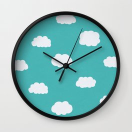 Cartoon Clouds Pattern Wall Clock