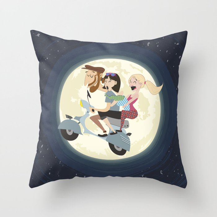 Vespa Moon Throw Pillow
