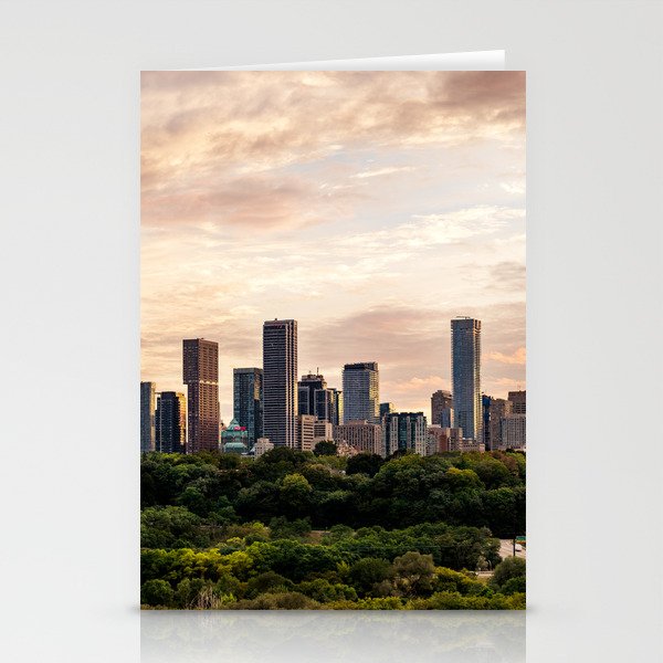Downtown Skyscrapers and Buildings at Sunset - City Photography Stationery Cards