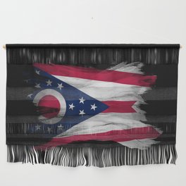 Ohio state flag brush stroke, Ohio flag background Wall Hanging