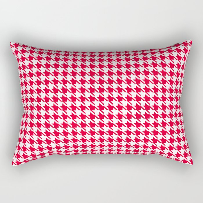 PreppyPatterns™ - Modern Houndstooth - white and cherry red Rectangular Pillow