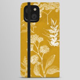 Yellow Mustard Vintage Floral iPhone Wallet Case