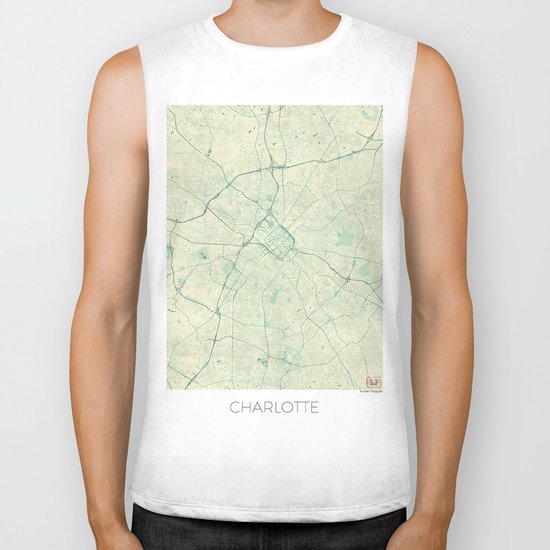 Charlotte Map Blue Vintage Biker Tank