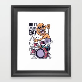 Drummer Cartoon Quote Framed Art Print