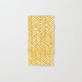 Boho Abstract Herringbone Pattern, Summer Yellow Hand & Bath Towel