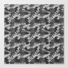  William pattern in gray colors and watercolor texture Canvas Print
