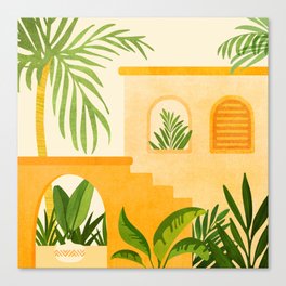 Garden Hacienda / Whimsical Landscape Illustration Canvas Print