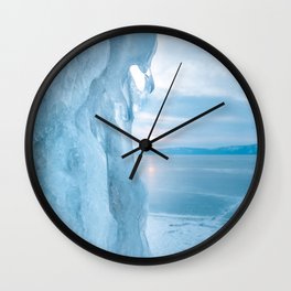 Ice cliff of Lake Baikal Wall Clock | Icesunset, Violet, Adventure, Frost, Winter, Photo, Landscape, Baikal, Nature, Frozen 
