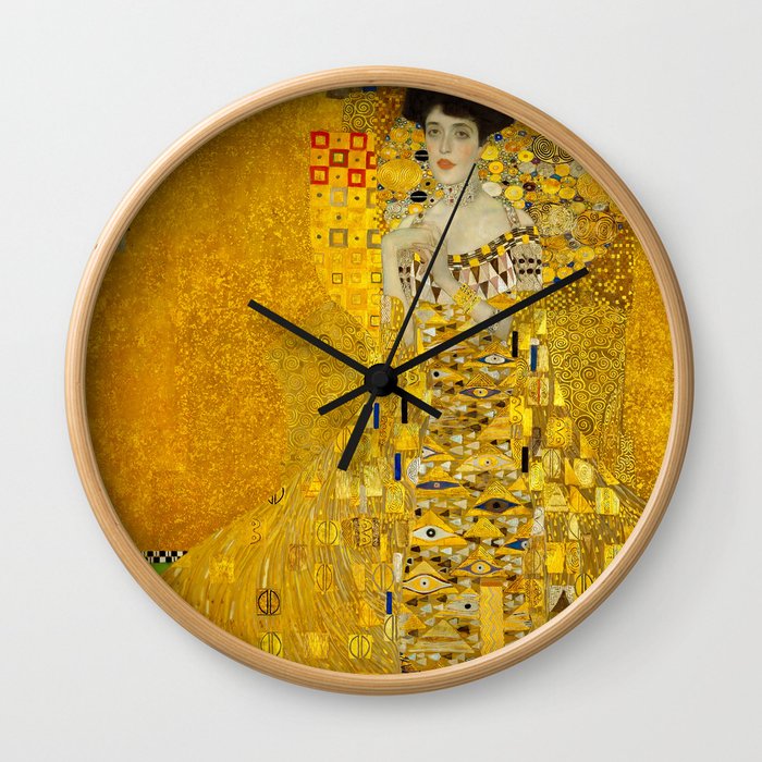 Gustav Klimt (Austrian,1862-1918) - Portrait of Adеlе Bloch-Bauer I (The Lady in Gold or The Woman in Gold) - 1907 - Art Nouveau - Golden phase - Oil on canvas - Digitally Enhanced Version - Wall Clock