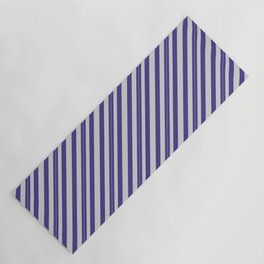 [ Thumbnail: Dark Slate Blue and Light Grey Colored Lined/Striped Pattern Yoga Mat ]