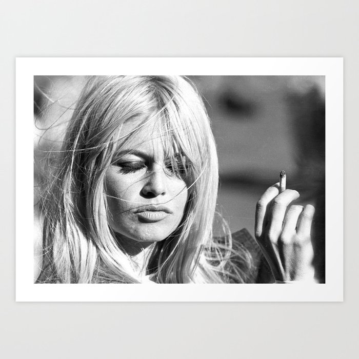 Brigitte Bardot with Cigarette Retro Vintage Art Art Print