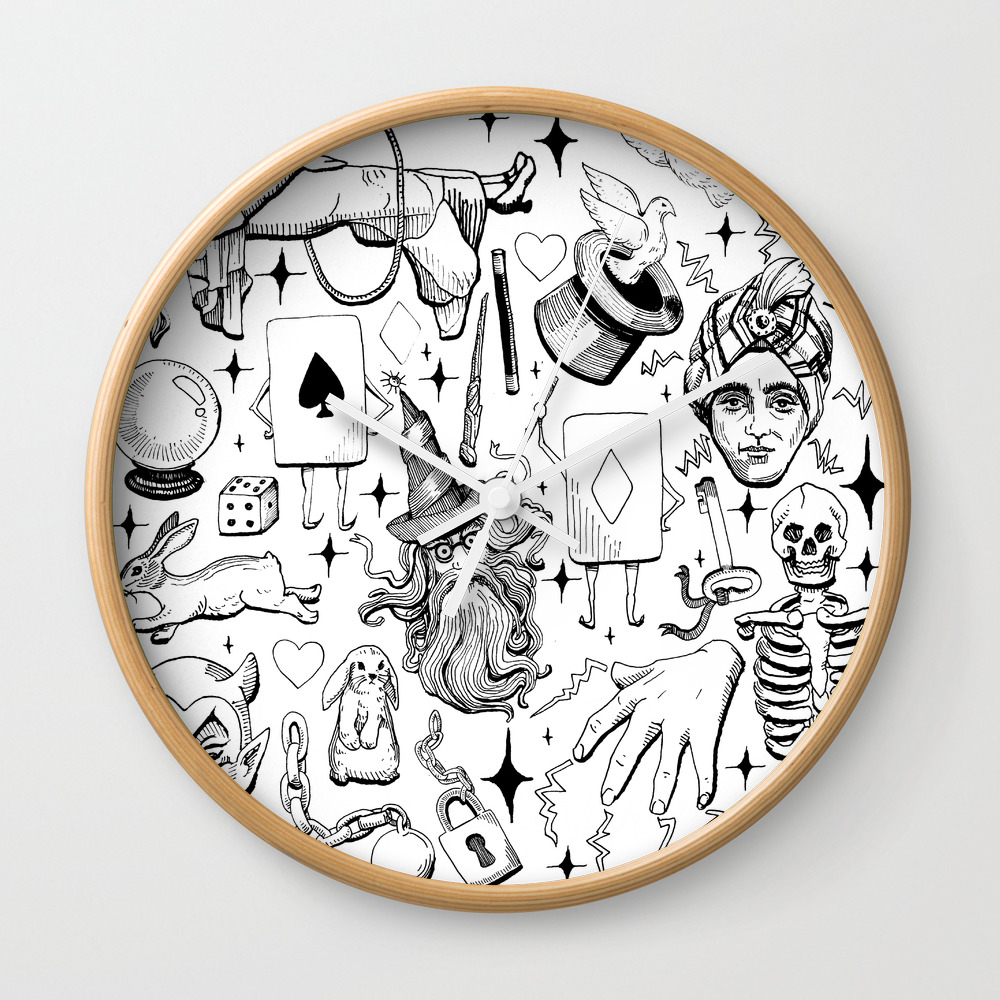 Antique Magic Starter Pack Black And White Wall Clock By