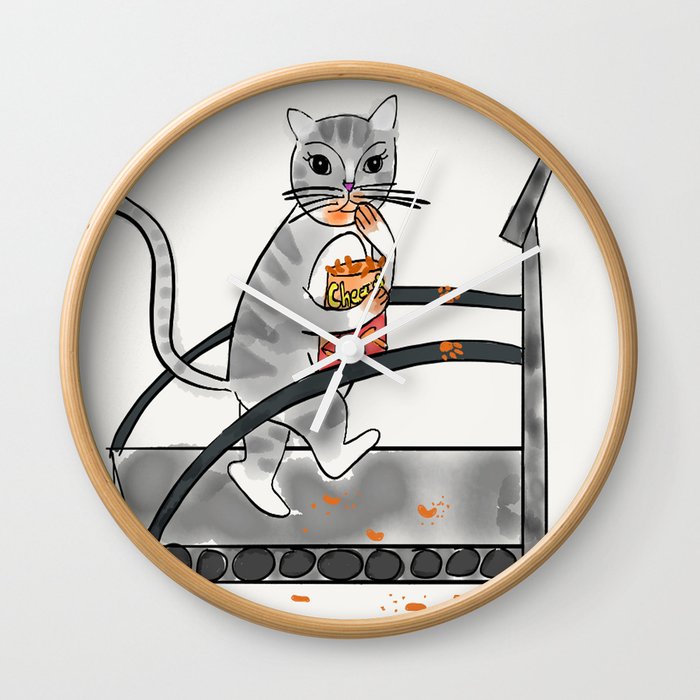 cat on treadmill eating
