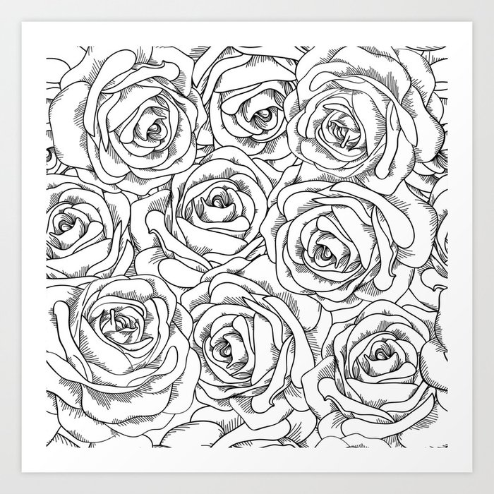 White Black Roses Art Print By Crissphotos Society6