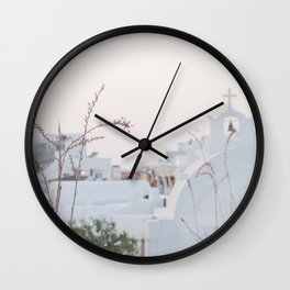 Santorini Oia Pastel Bliss #1 #wall #decor #art #society6 Wall Clock